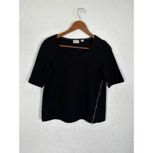 Anthropologie Postmark black textured zipper blouse